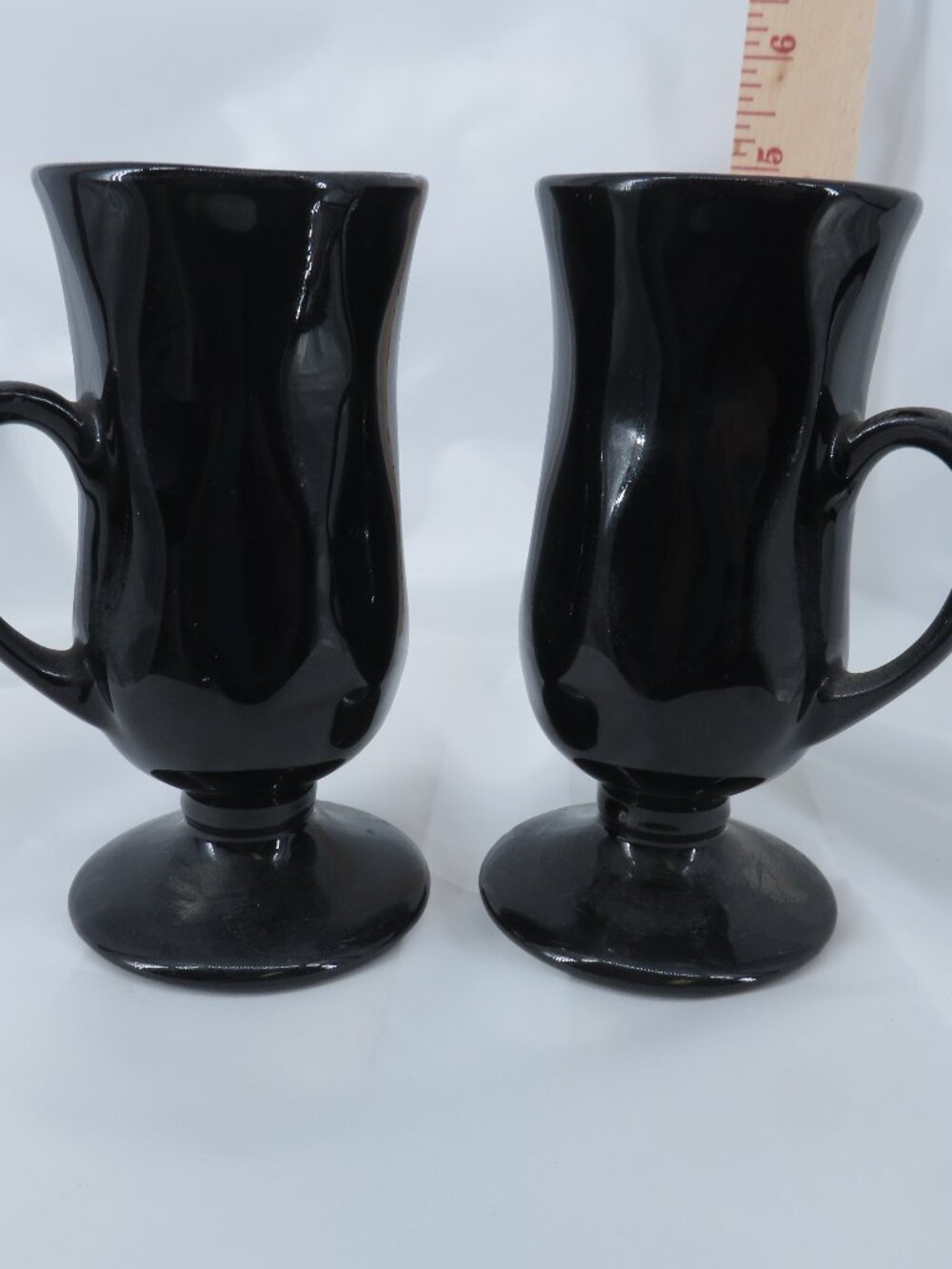 Vintage Haeger USA 177C Black Diamond Pedestal Mugs Set of 2 Mid Century Modern